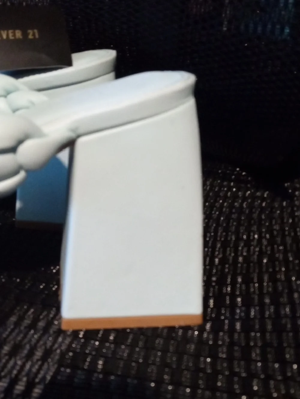 Forever 21 Pale Blue Braided Double-Strap Block Heel Sandals - Picture 4 of 15